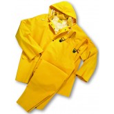 Base35FR Premium Fire Resistant Treated 3-Piece Rainsuit with Jacket and Bib Overalls - Yellow, Small